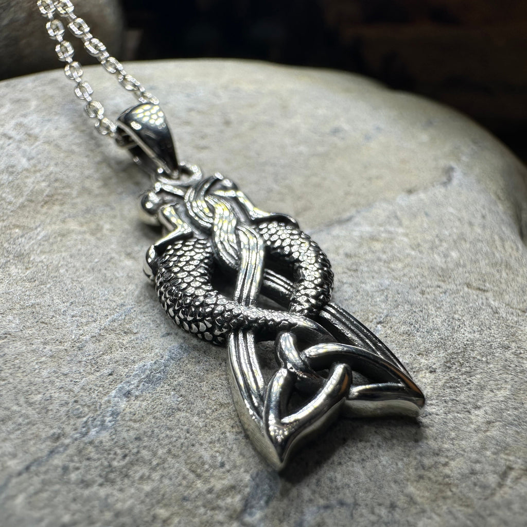 Celtic Mermaid Sisters Necklace in Sterling Silver