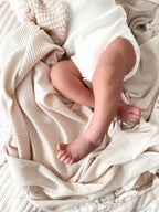 Oat Ribbed Stretch Swaddle by Little Mae & Co