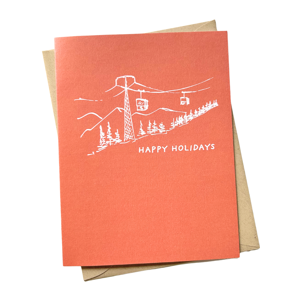 Happy Holiday Christmas Card – Modern Ski Chair Lift Design