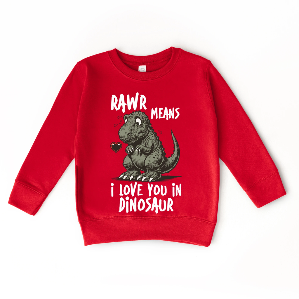 Rawr means I love you in Dinosaur toddler and youth Sweater, Valentine's Day collection by Benny and Ray Apparel