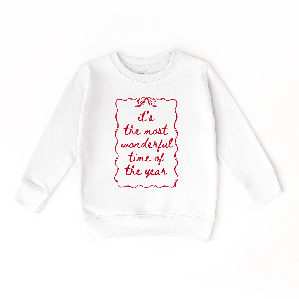 It's the most wonderful time of the Year toddler and youth Sweatshirt, Christmas collection by Benny and Ray Apparel