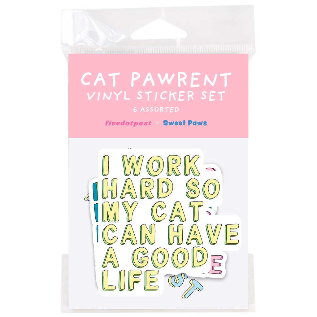 Cat Parent Vinyl Sticker Pack – Set of 6 Pet Owner Stickers by Five Dot Post