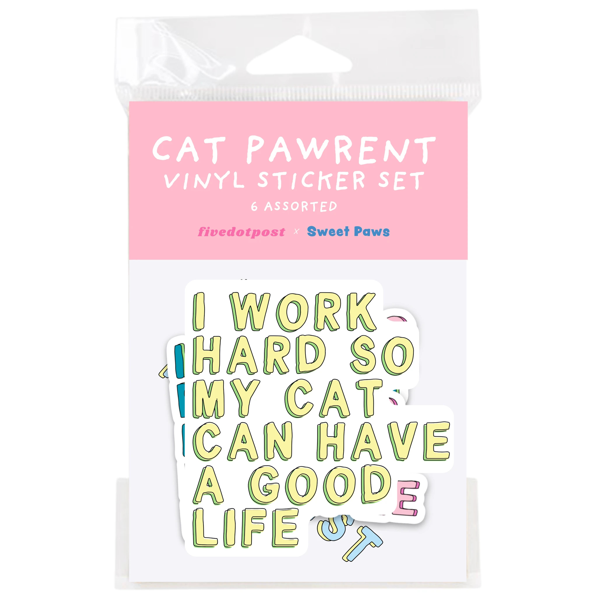 Cat Parent Vinyl Sticker Pack – Set of 6 Pet Owner Stickers by Five Dot Post