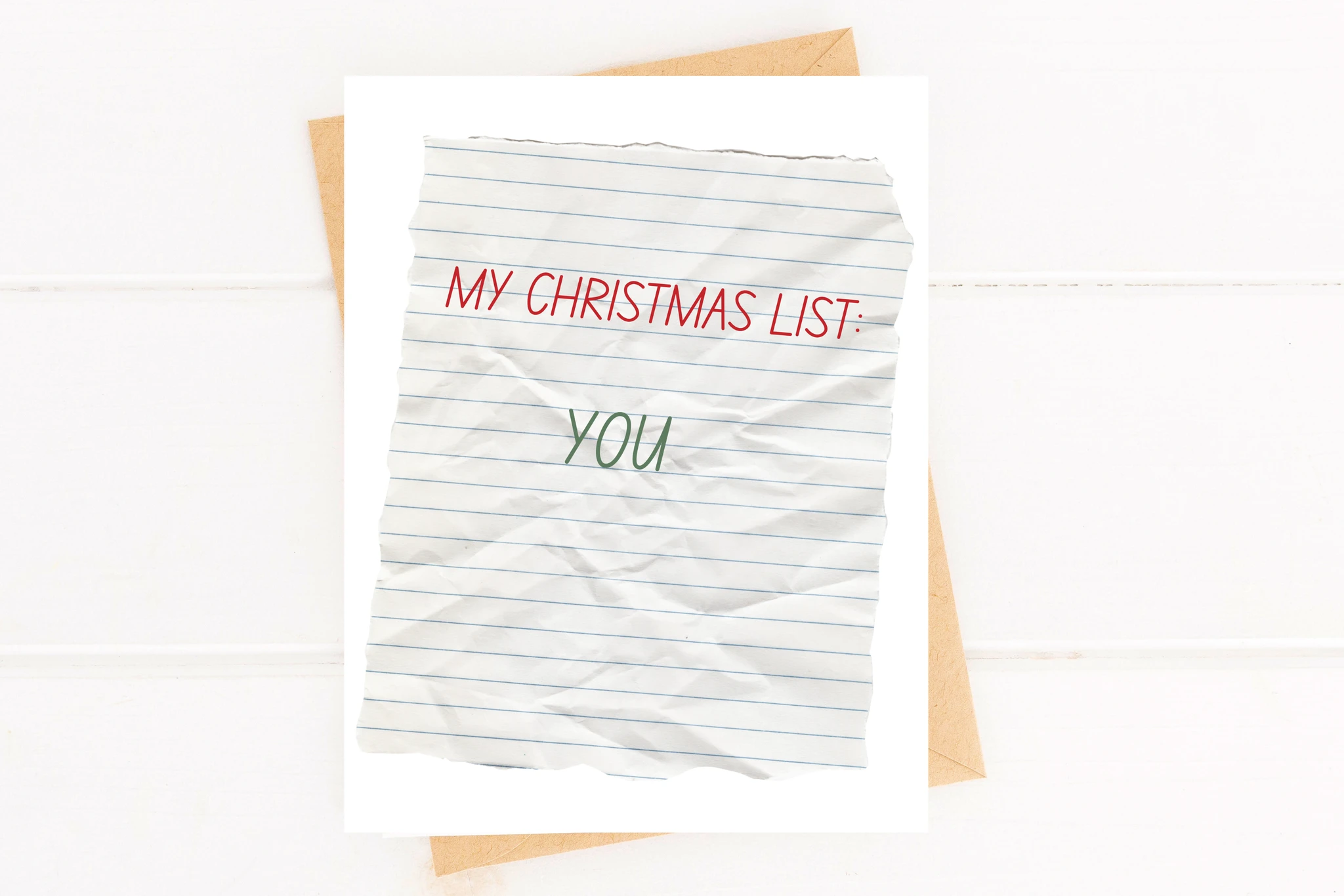 Christmas List Cute Holiday Card Romantic Christmas Card by Five Dot Post