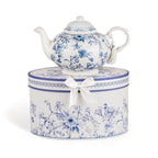 Vintage Style Blue Flowers Fine China Teapot