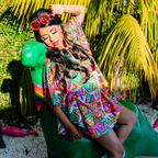 8 - Bit A - Frames Mini Muumuu in Bright Day Caftan La Vie Bien 8 - Bit A - Frames Mini Muumuu in Bright Day