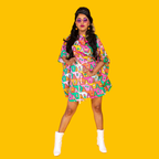 8 - Bit A - Frames Mini Muumuu in Bright Day Caftan La Vie Bien 8 - Bit A - Frames Mini Muumuu in Bright Day