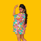 8 - Bit A - Frames Mini Muumuu in Bright Day Caftan La Vie Bien 8 - Bit A - Frames Mini Muumuu in Bright Day
