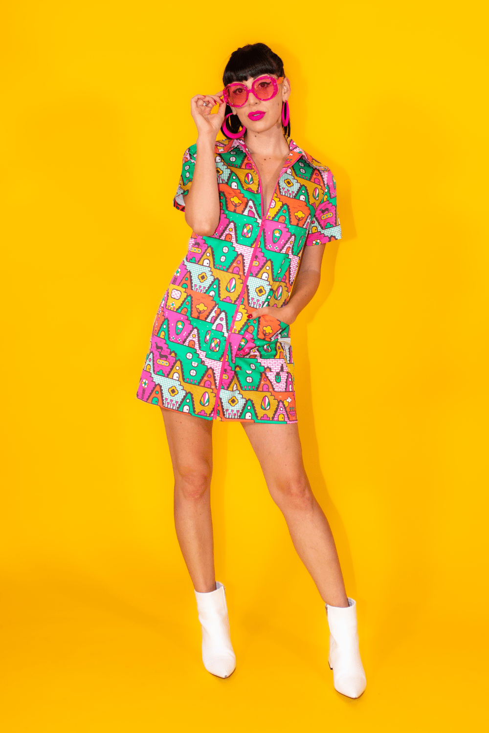 8 - Bit A - Frames Minidress in Bright Day Mini dress La Vie Bien 8 - Bit A - Frames Minidress in Bright Day