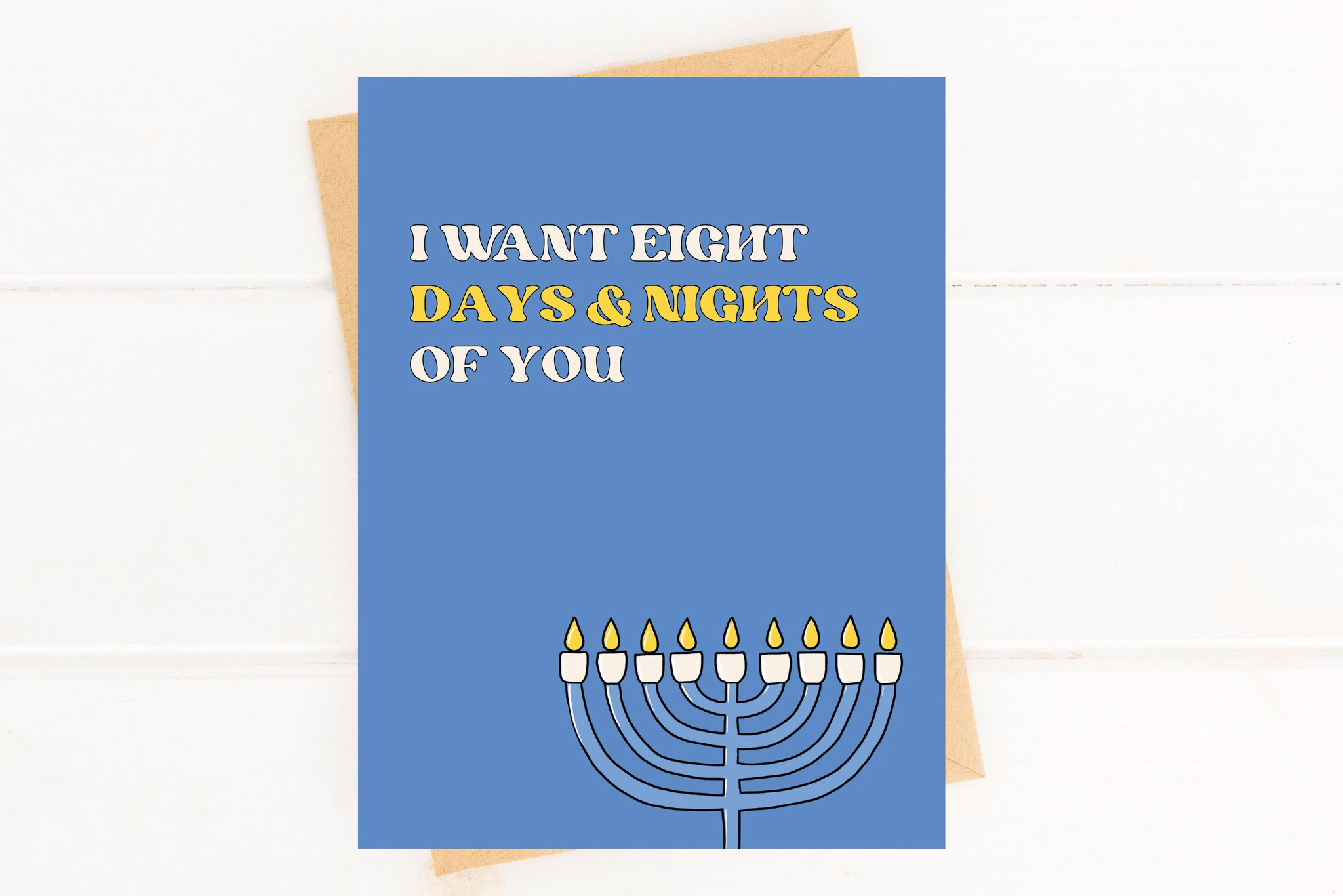 8 Days and Nights Funny Hanukkah Card for Couple Romantic by Five Dot Post
