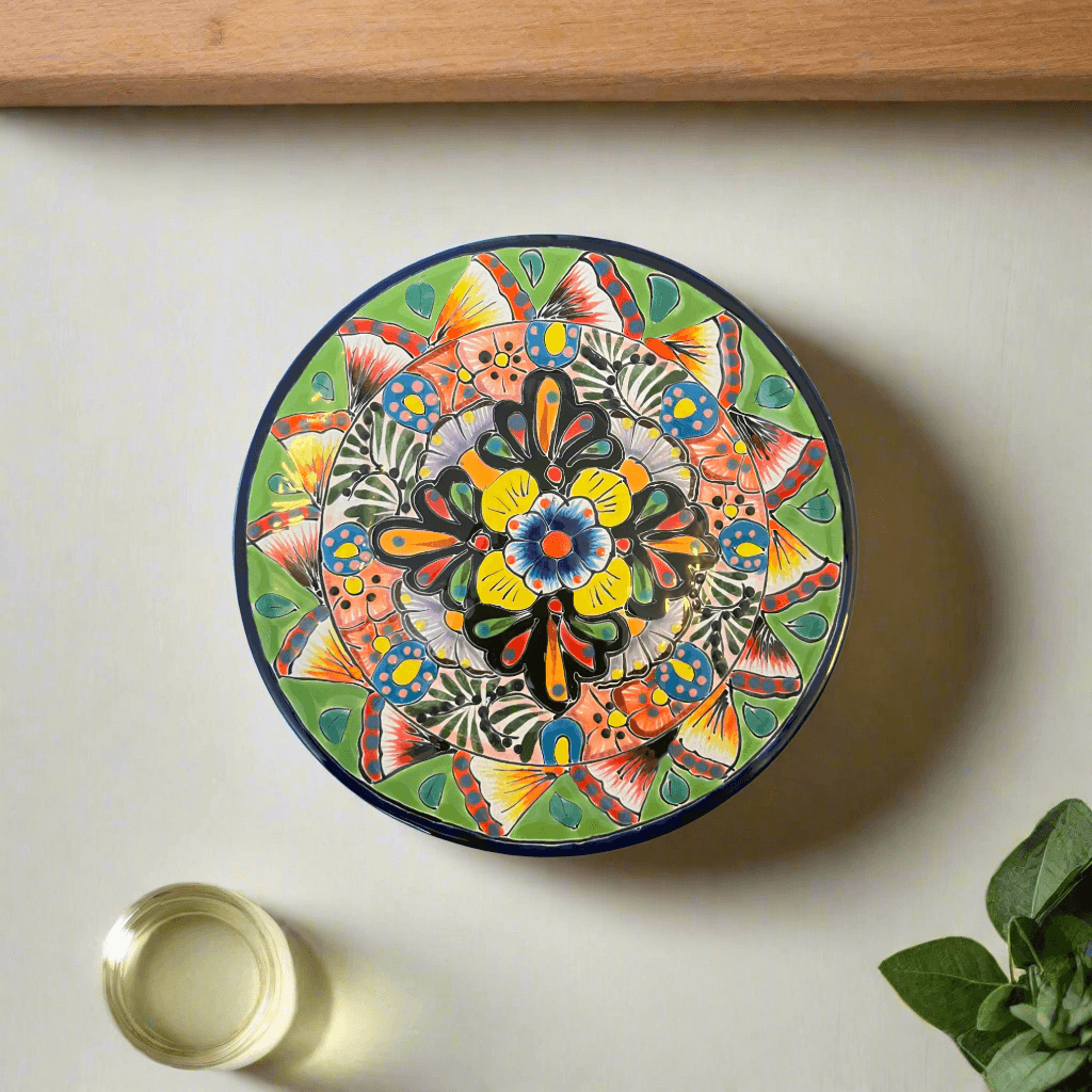 8" Talavera Ceramic Dinner Plate | Authentic Mexican Dinnerware Talavera Plate La Vie Bien 8" Talavera Ceramic Dinner Plate | Authentic Mexican Dinnerware