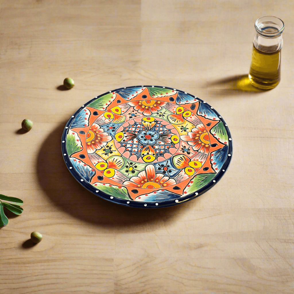 8" Talavera Ceramic Dinner Plate | Authentic Mexican Dinnerware Talavera Plate La Vie Bien 8" Talavera Ceramic Dinner Plate | Authentic Mexican Dinnerware