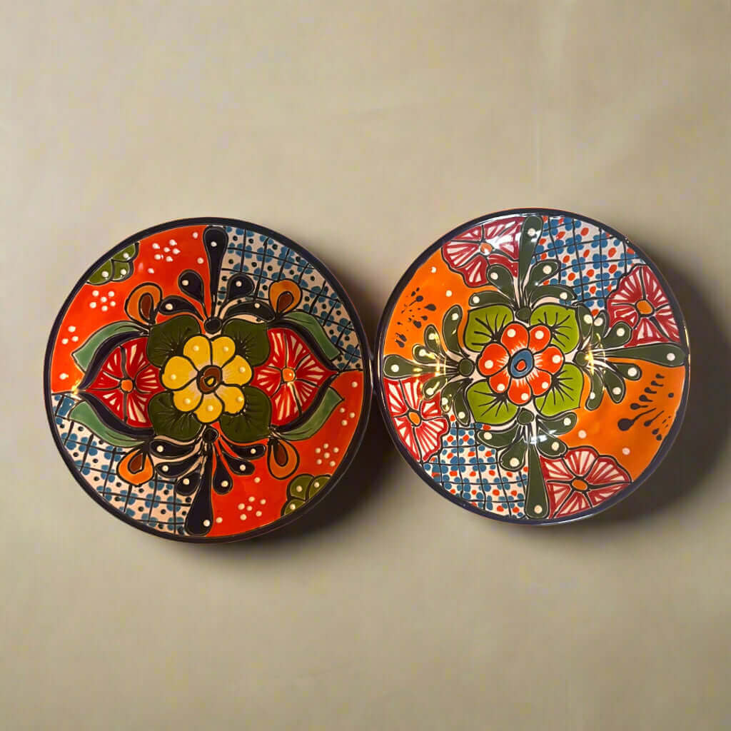 8" Talavera Dinner Plate | Hand - Painted Mexican Folk Art Dish Talavera Plate La Vie Bien 8" Talavera Dinner Plate | Hand - Painted Mexican Folk Art Dish