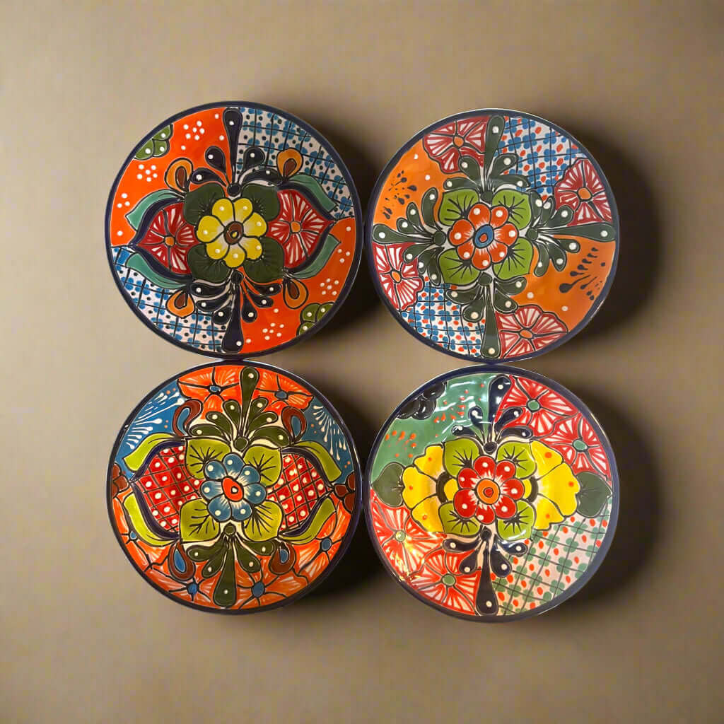8" Talavera Dinner Plate | Hand - Painted Mexican Folk Art Dish Talavera Plate La Vie Bien 8" Talavera Dinner Plate | Hand - Painted Mexican Folk Art Dish
