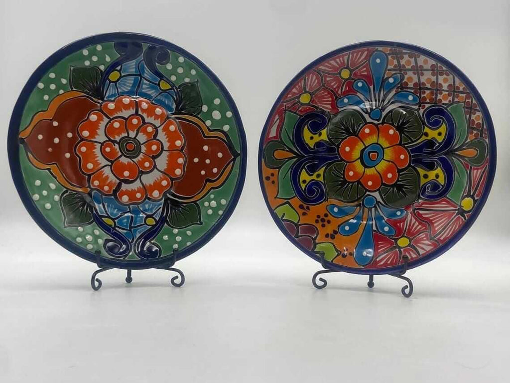 8" Talavera Dinner Plate | Hand-Painted Mexican Folk Art Dish Talavera Plate La Vie Bien 8" Talavera Dinner Plate | Hand-Painted Mexican Folk Art Dish