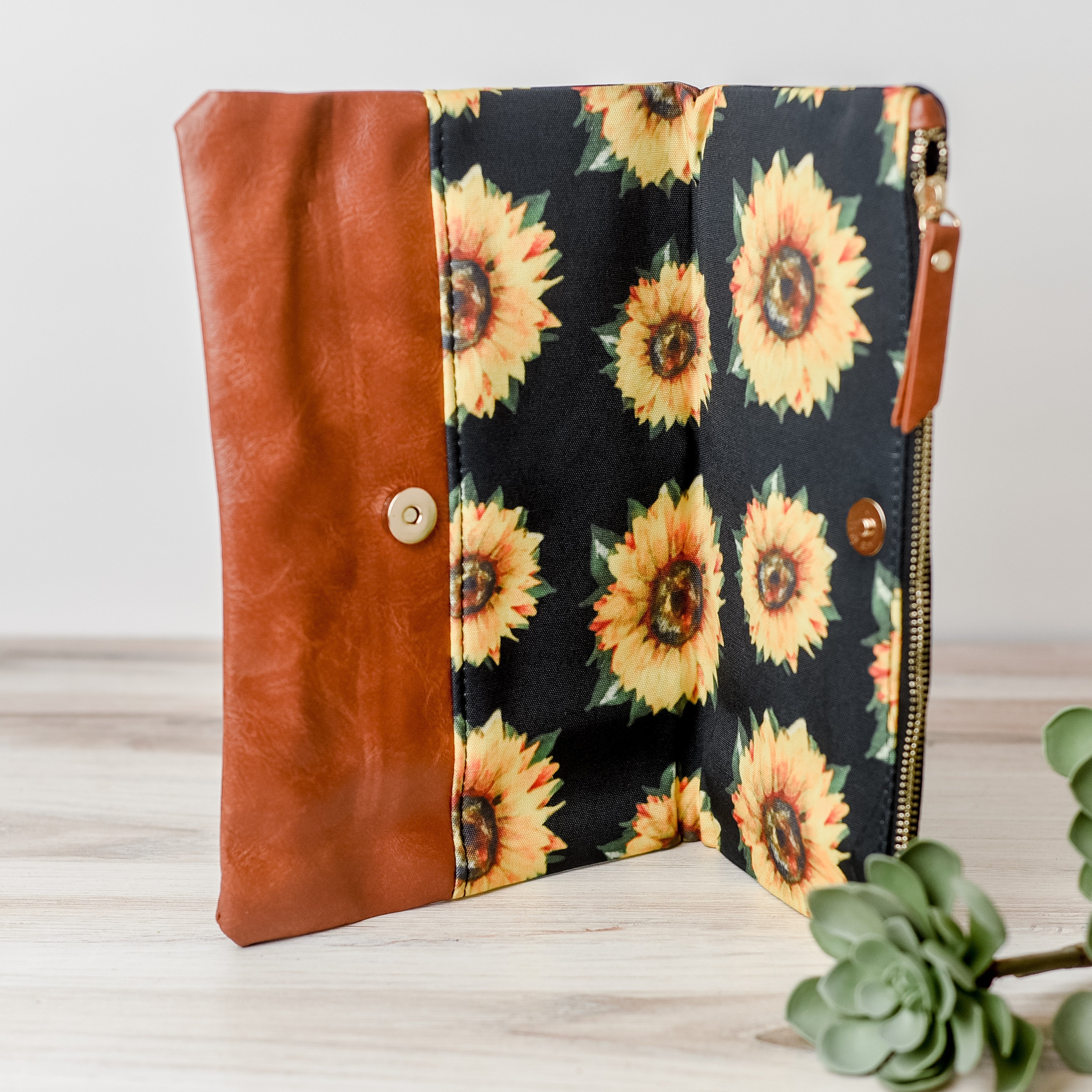 Sunflower Fold Over Clutch