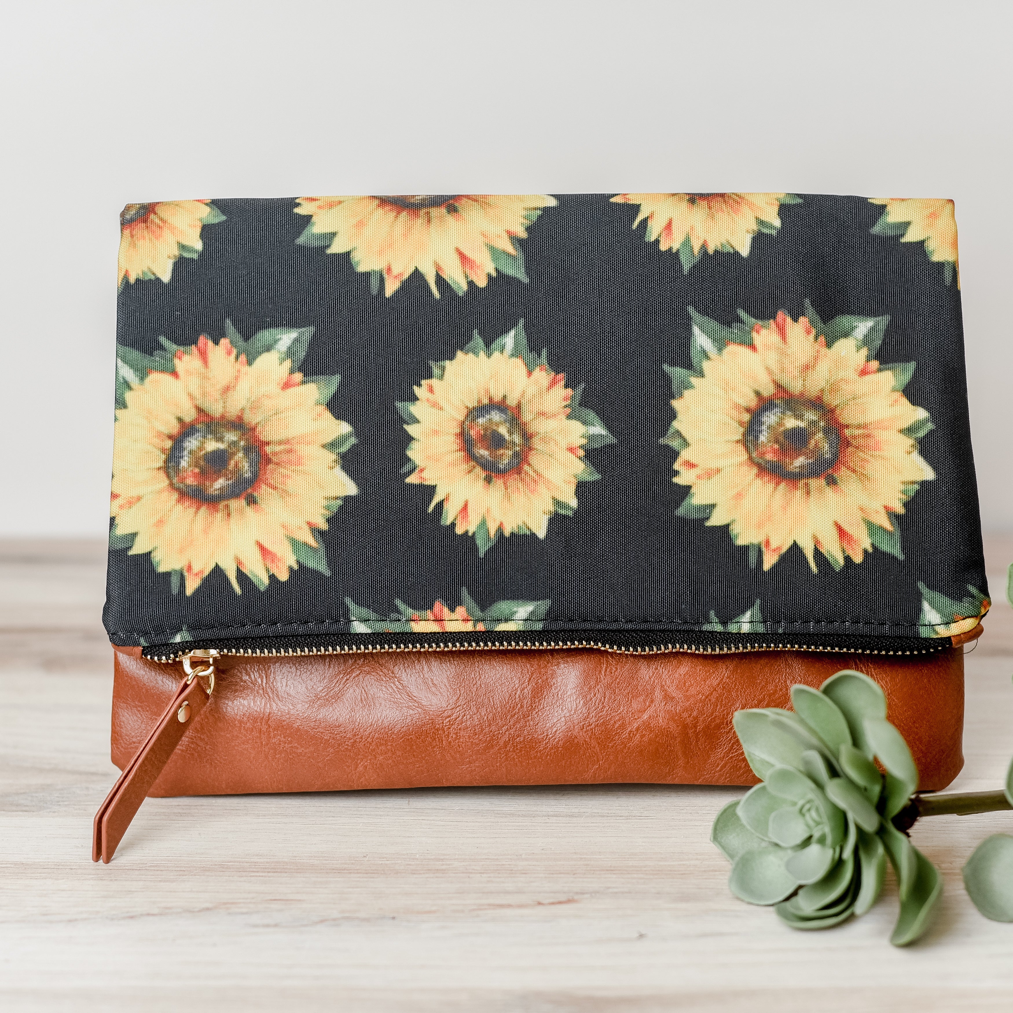 Sunflower Fold Over Clutch