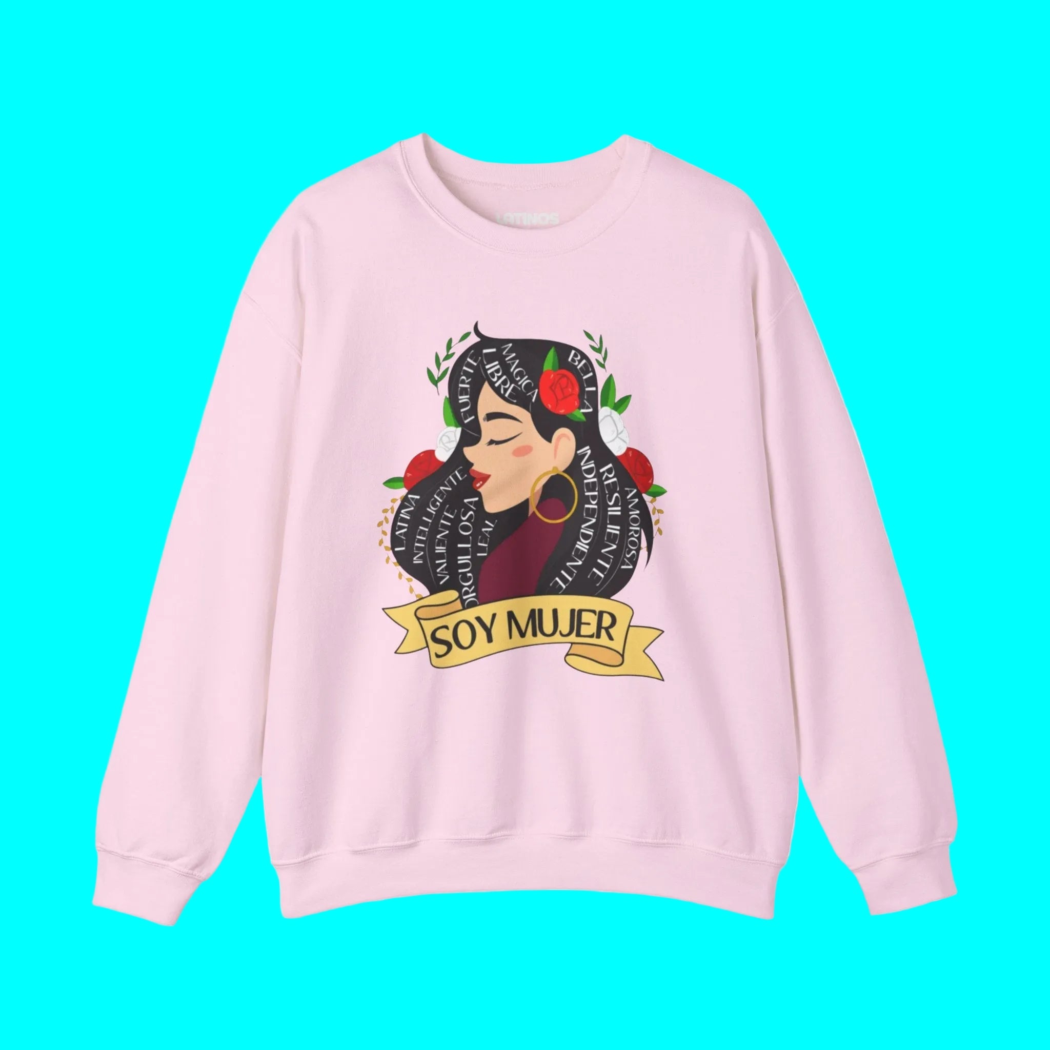 Soy Mujer (Bella, Leal, Latina, Valiente) Female Empowerment Crewneck Sweatshirt | Fleece-Lined Crewneck | 3 Colors