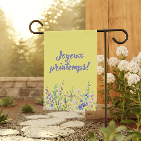 Joyeux Printemps Spring Floral Garden Banner Decor