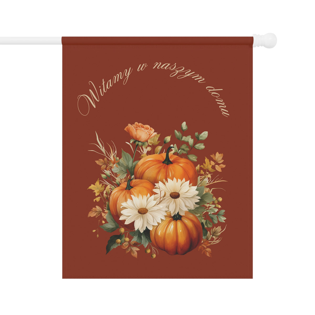 Witamy w naszym domu Polish Welcome to our Home Pumpkin Bouquet Garden Banner Fall Porch Flag