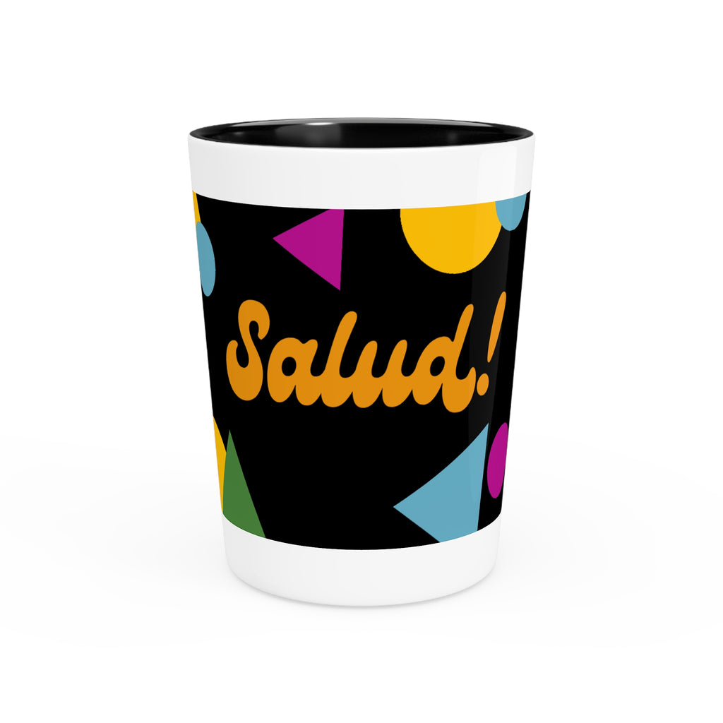 Salud! Confetti Pattern Shot Glass | Colorful Fiesta Party Drinkware