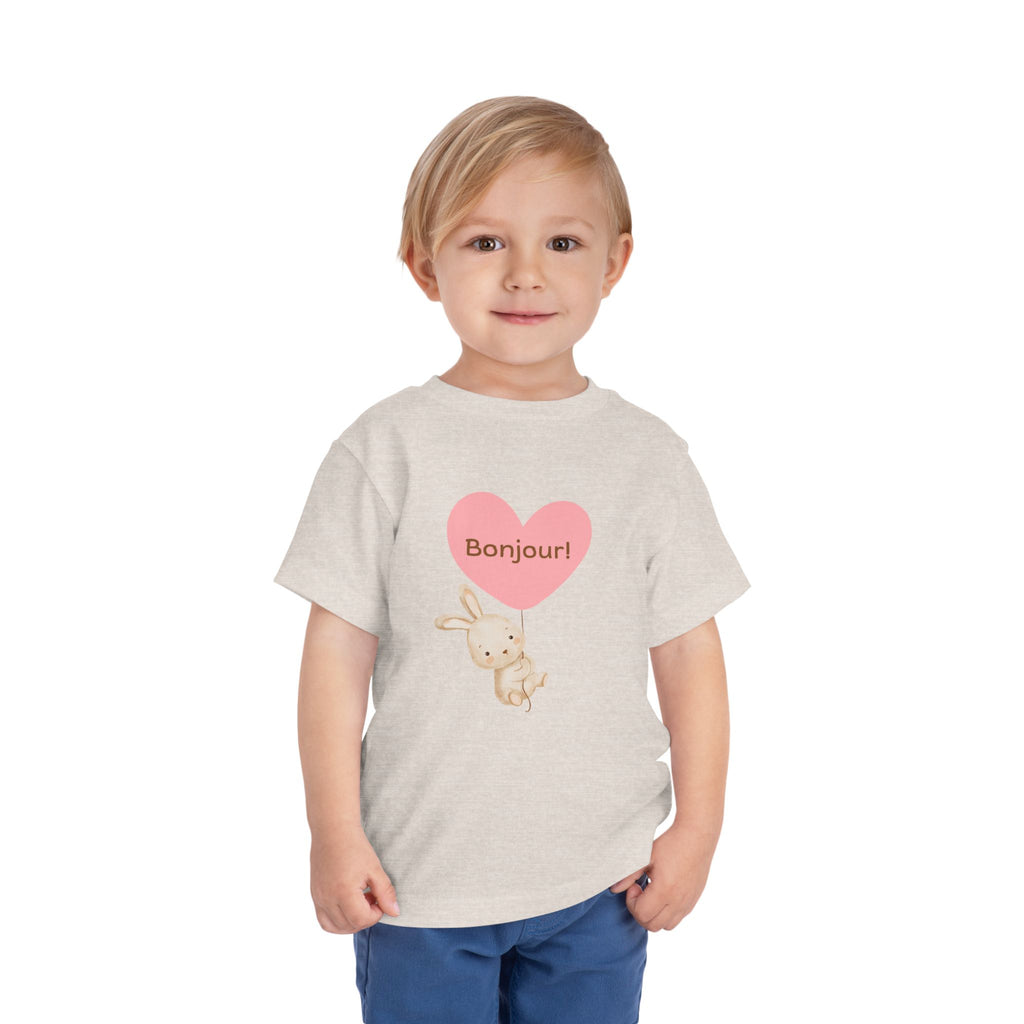 Bonjour Toddler Tee with Bunny & Heart
