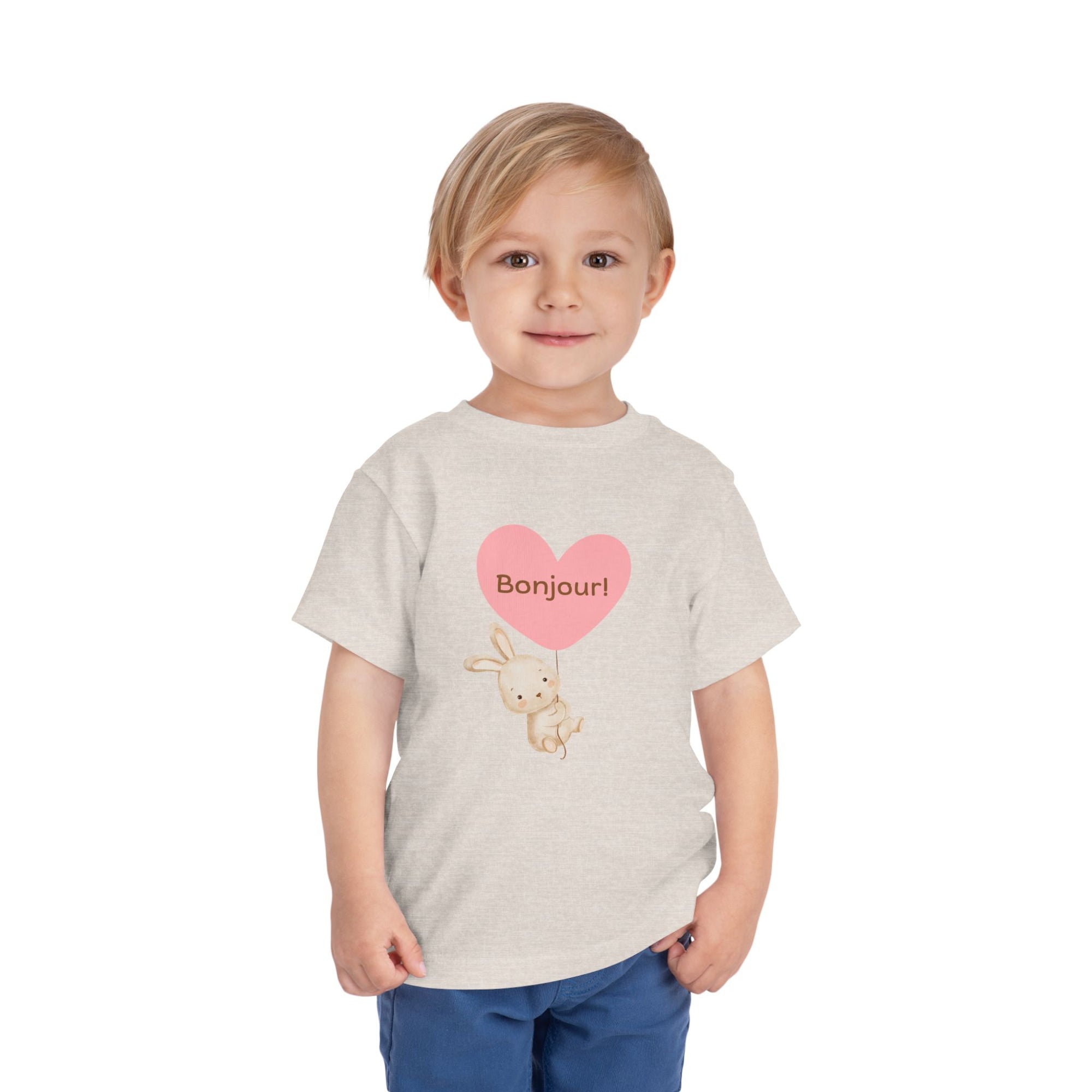Bonjour Toddler Tee with Bunny & Heart