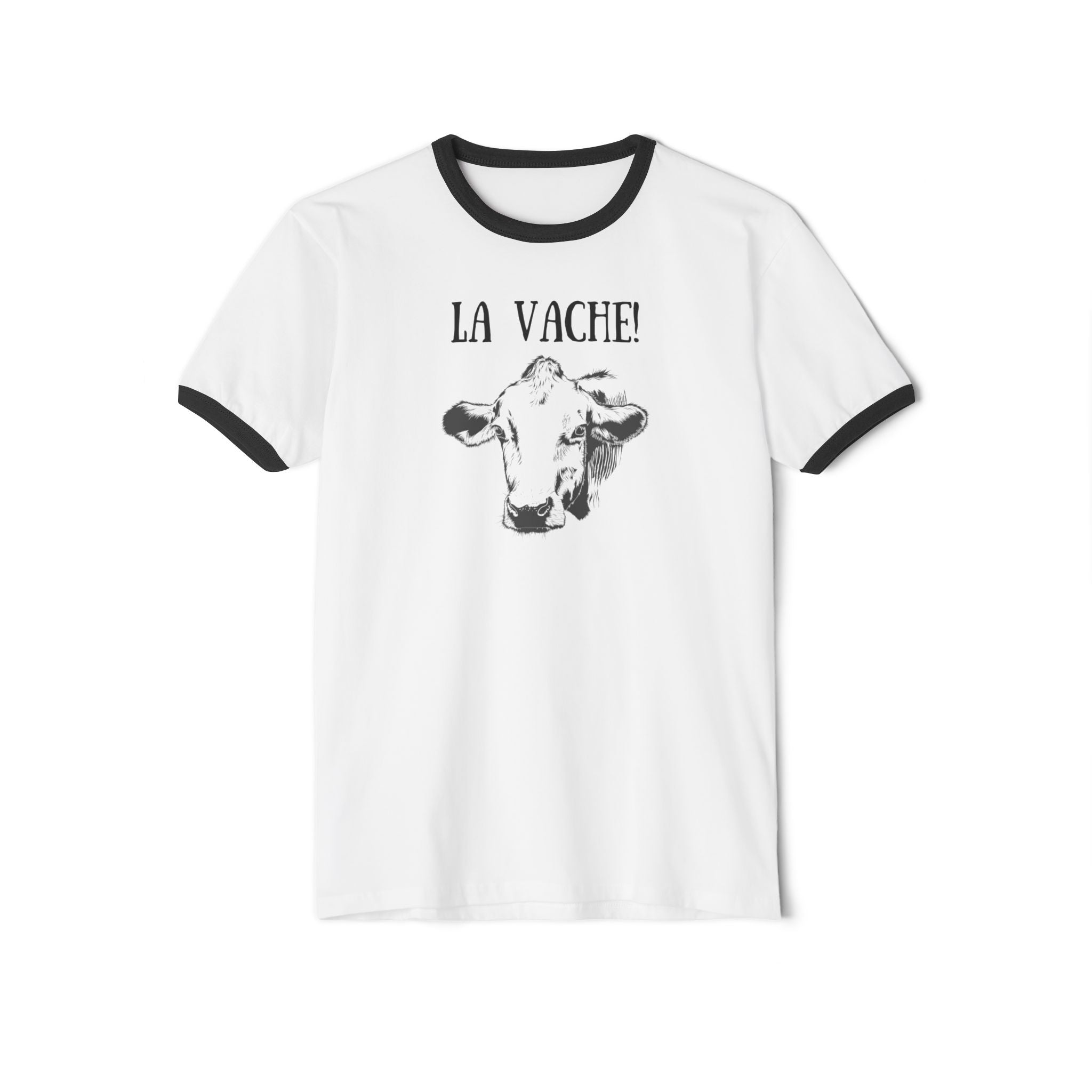 La vache! French tee, Unisex Cotton Ringer T-Shirt, French cow tee, French expressions, French teacher gifts