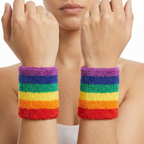 '80s Style Rainbow Wristbands | Absorbent Stretch Exercise Cuffs