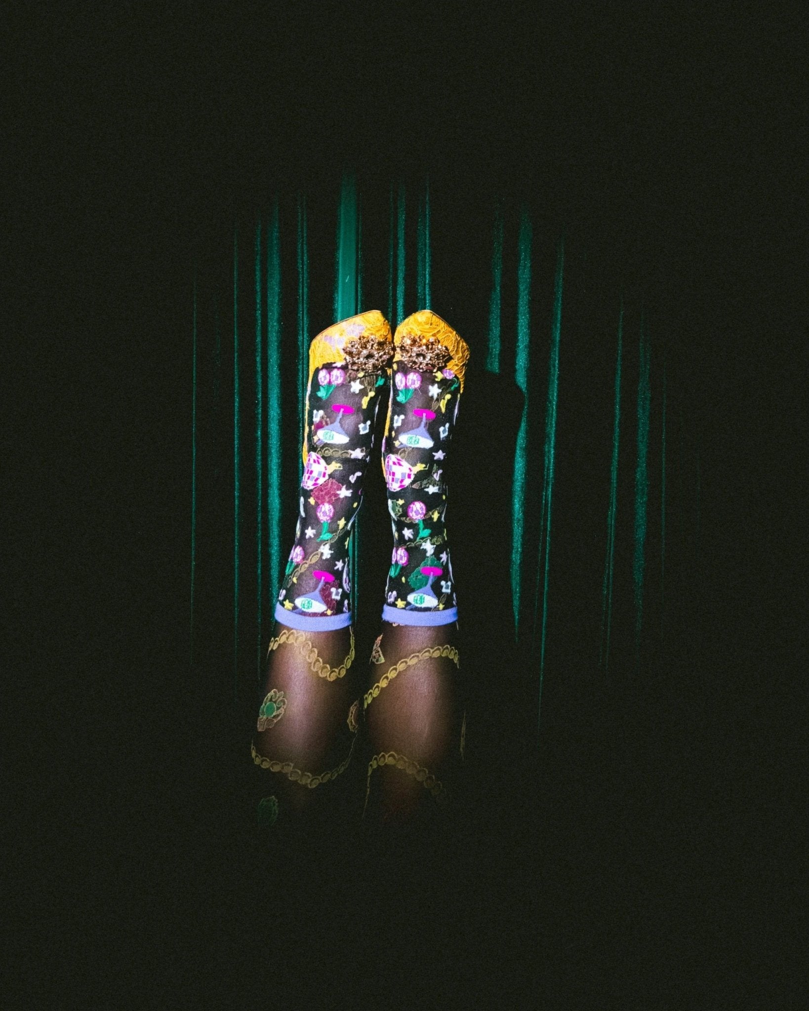 '80s Disco Black Sheer Crew Sock by Sock Candy