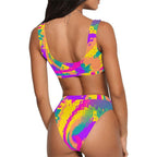 80s Magic Sport Top & High-Waisted Bikini Swimsuit / Rave Set by BigTexFunkadelic