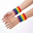 '80s Style Rainbow Wristbands | Absorbent Stretch Exercise Cuffs Apparel & Accessories La Vie Bien '80s Style Rainbow Wristbands | Absorbent Stretch Exercise Cuffs
