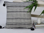 Black 22" X 22" Throw Pillow for couch with Tassels-Winter