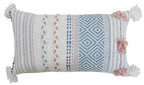 Striped Throw Pillow with Braid and Tassels 14"x24"