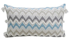 Chevron Throw Pillow for Sofa with Braid and Tassels 14"x24"