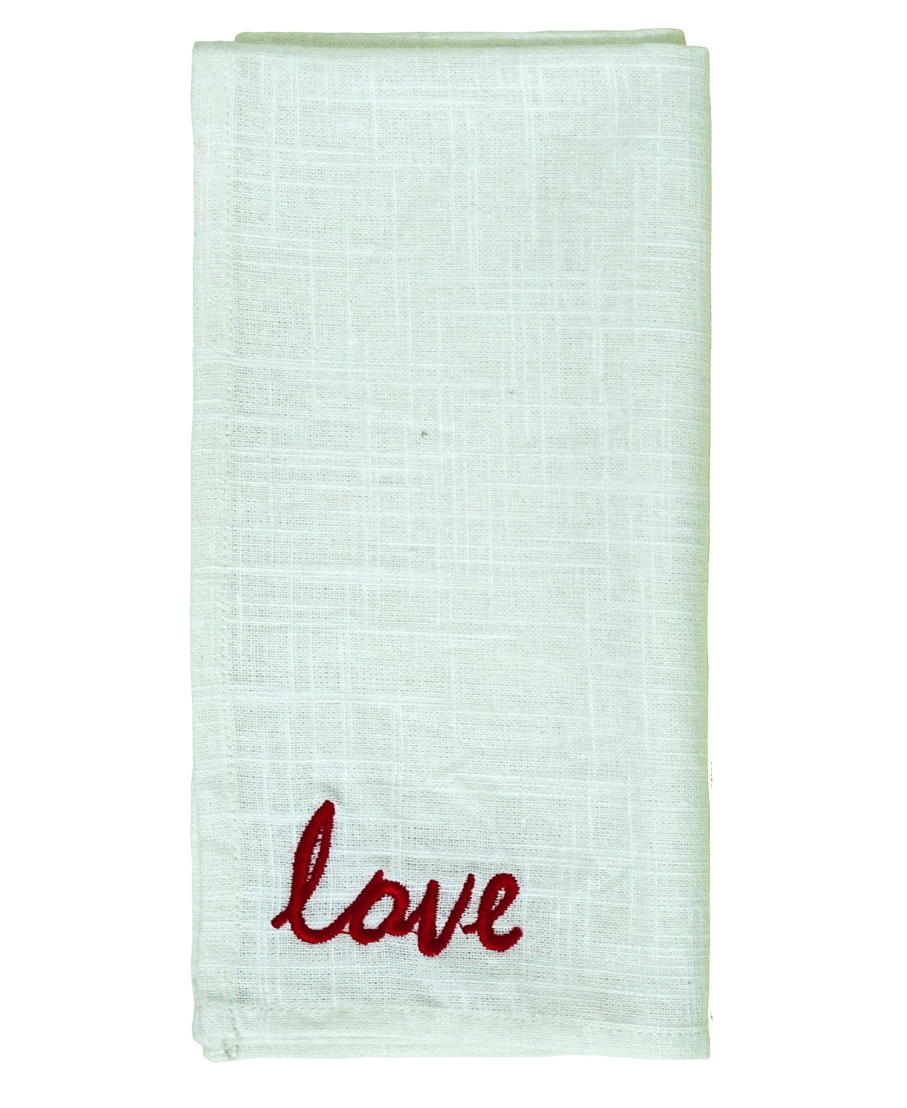 Table Cloth Napkins Set of 4 with Red Embroidery