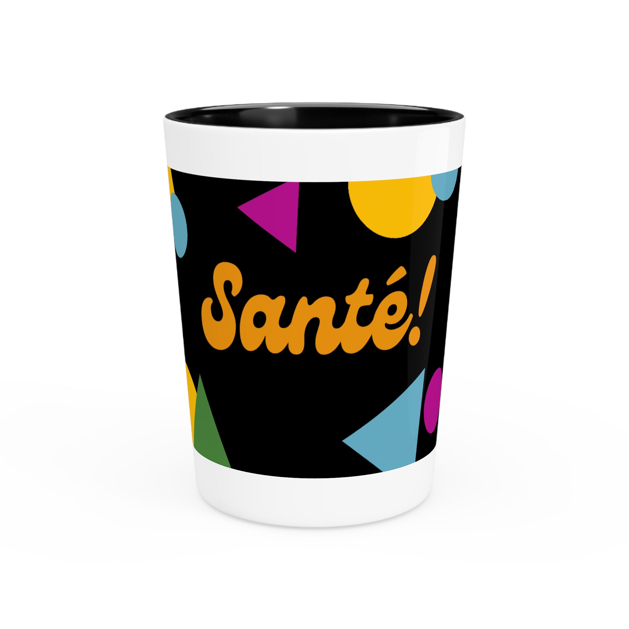Santé! French cheers Shot Glass,  Retro Geometric Party Design
