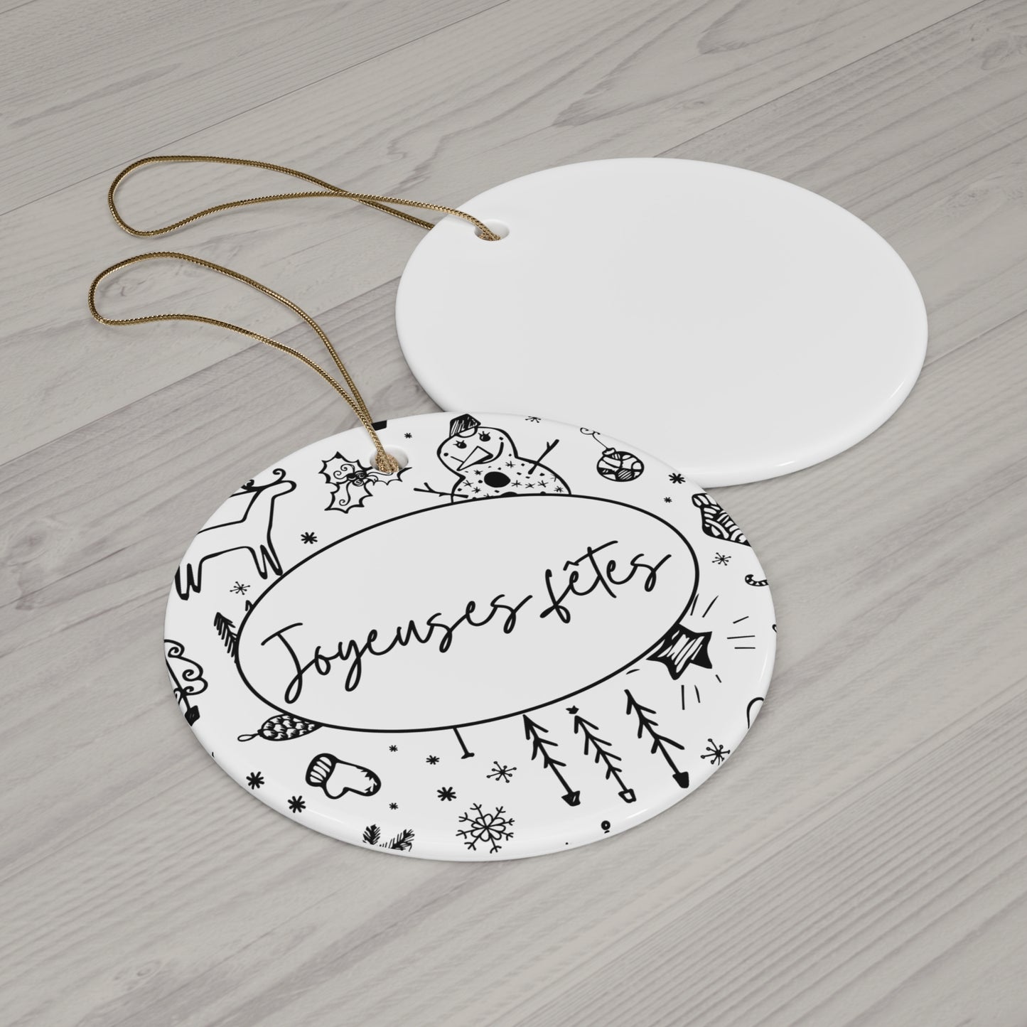 Joyeuse fêtes Ceramic Ornament (Happy Holidays) - French
