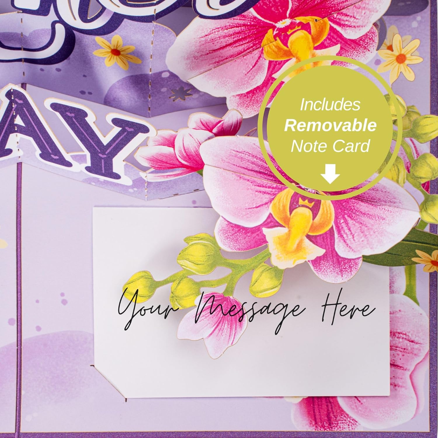Happy Mothers Day Orchids Pop Up Card - 5" x 7"