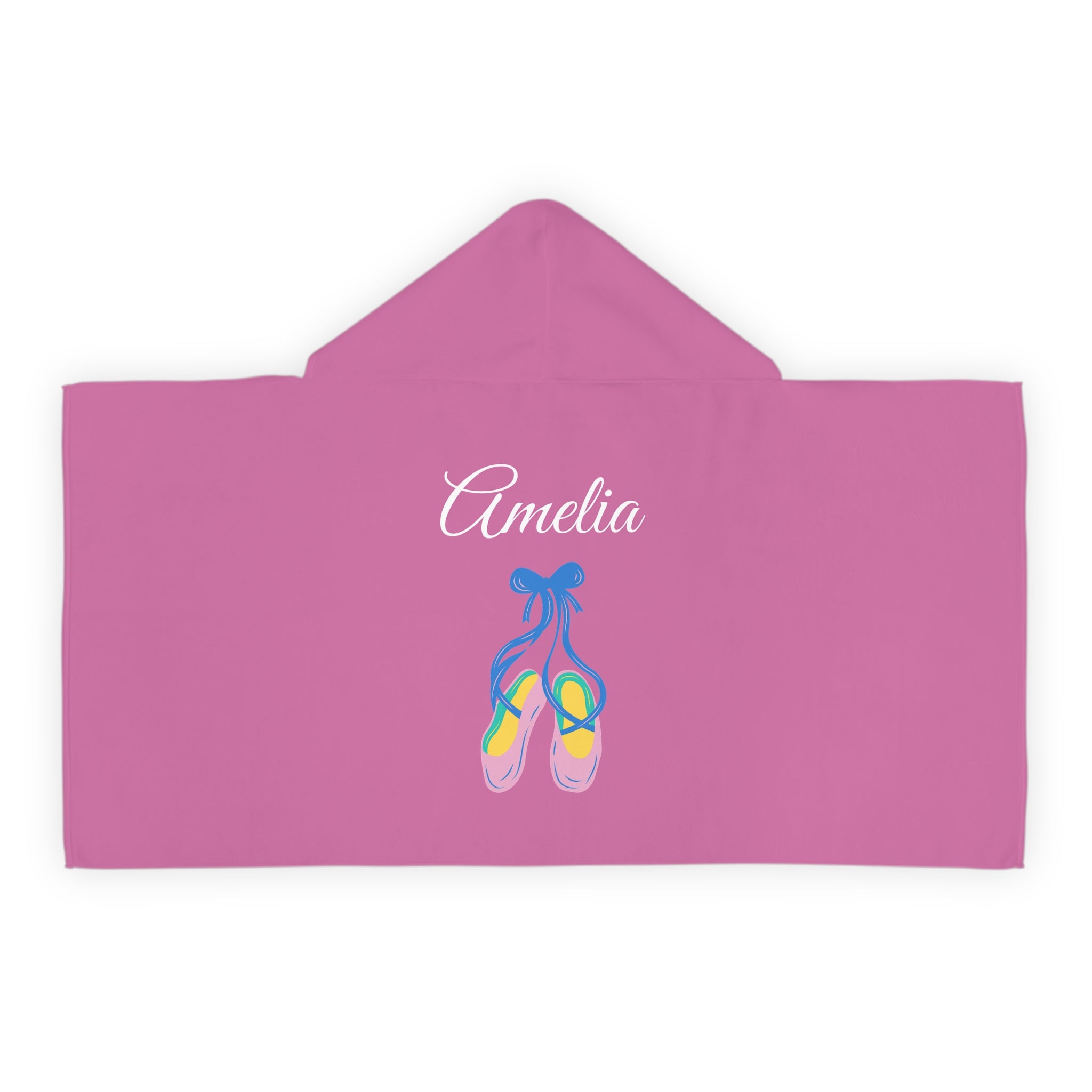 Kid's personalized ballet slippers hooded bath towel