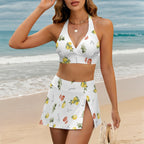Italian cooking themed Lace-up Split Skirt Swimsuit Set "La Dolce Vita" - For Italian cooks and language learners