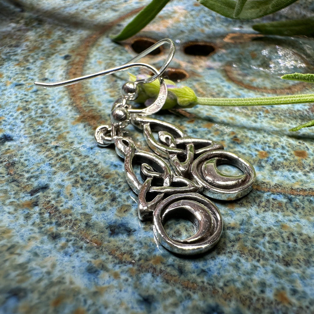 Cassiopeia Celtic Moon Earrings in Sterling Silver