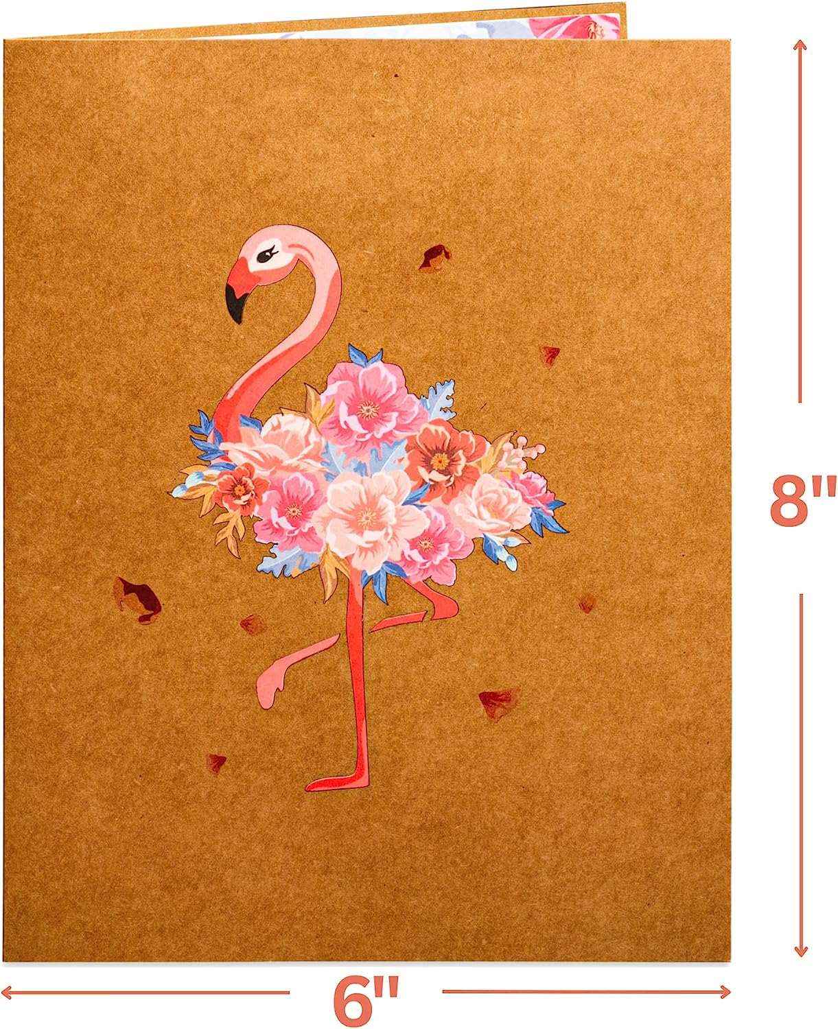 Floral Flamingo Pop Up Card - Frndly 8" x 6"
