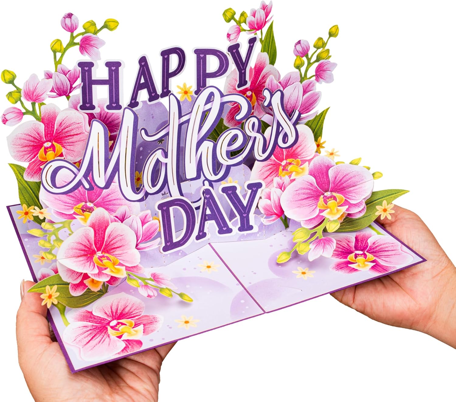 Happy Mothers Day Orchids Pop Up Card - 5" x 7"