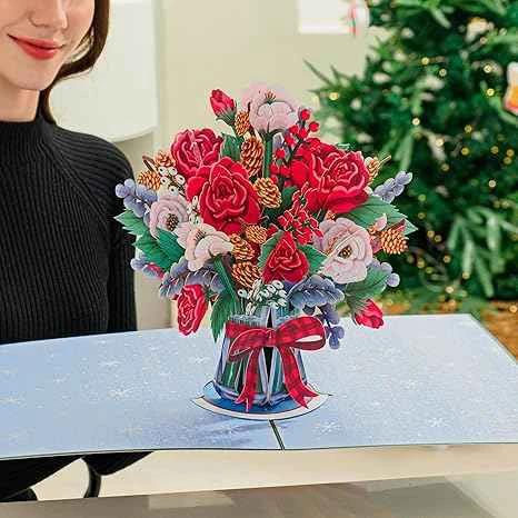 HugePop Joyous Flower Bouquet Pop Up Christmas Card by Paper Love