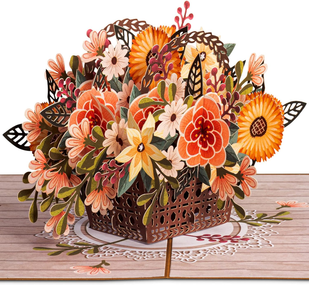 Rustic Flower Basket Pop Up Card