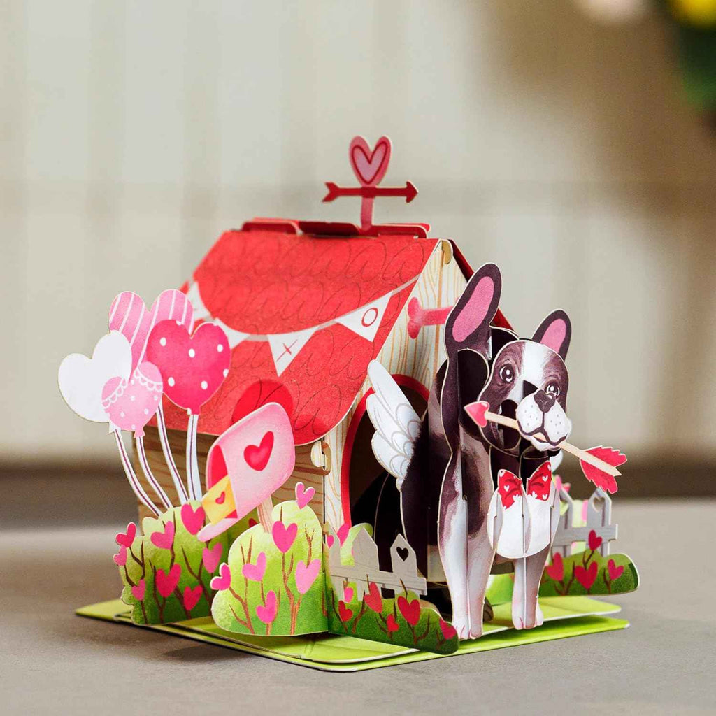 Pup's Love Cabin Pop Up Card, with Keepsake - 5"x7"