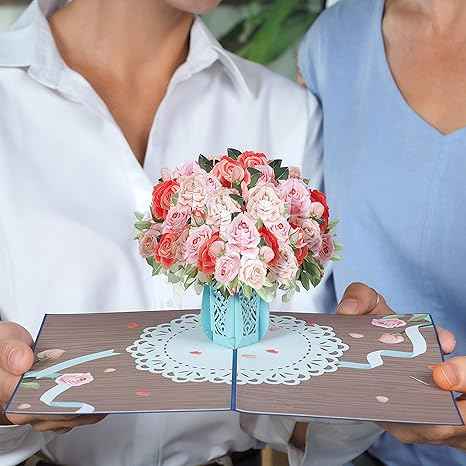 Pink Roses Pop Up Card