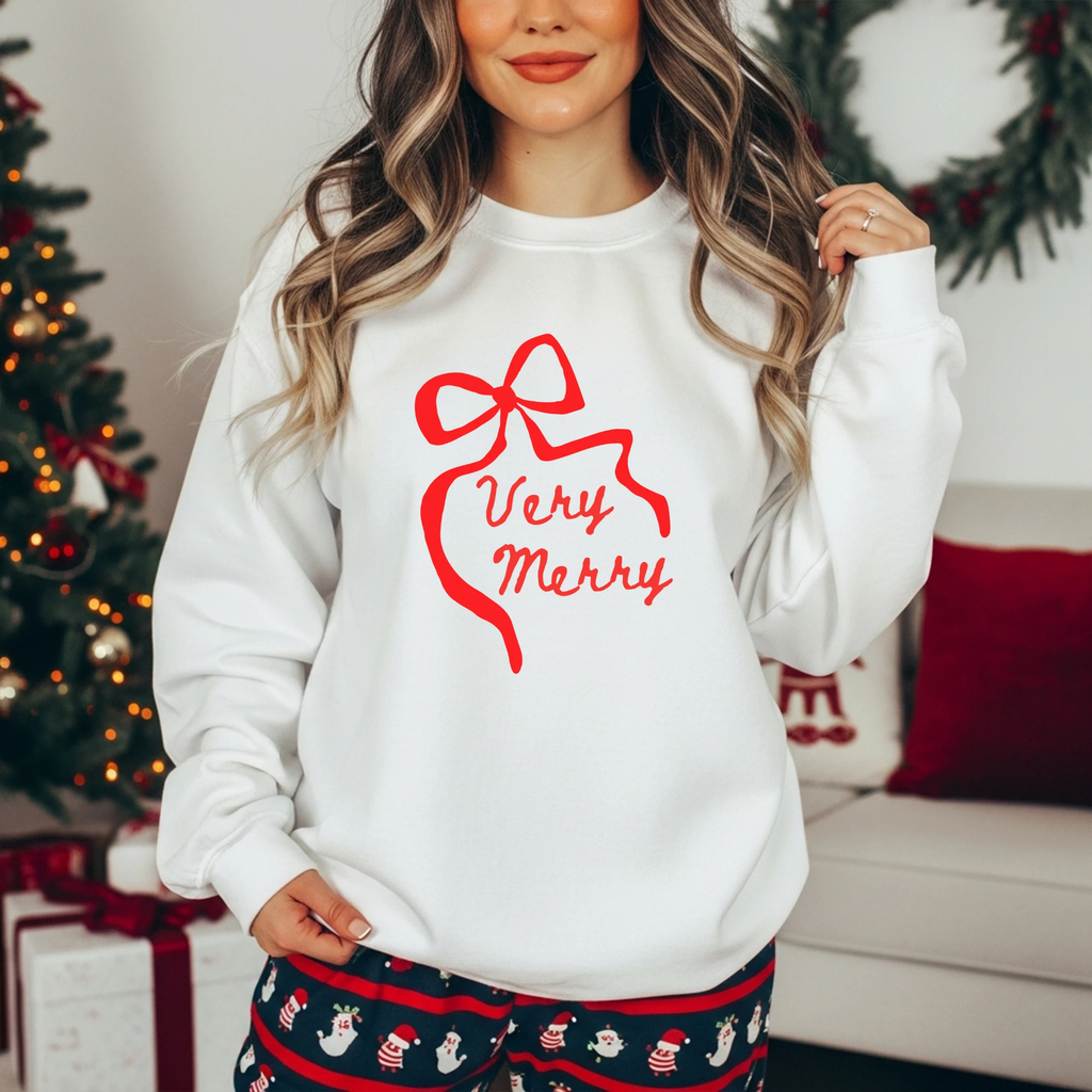 Very Merry adult crewneck sweatshirt, Christmas collection by Benny and Ray Apparel