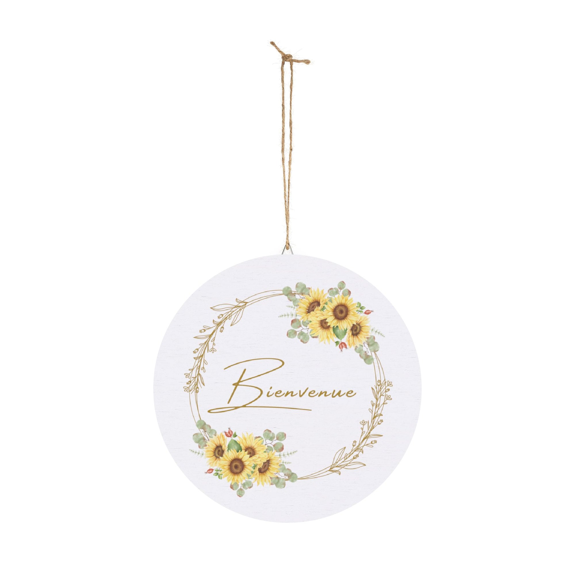 Bienvenue Sunflower Wooden Welcome Sign
